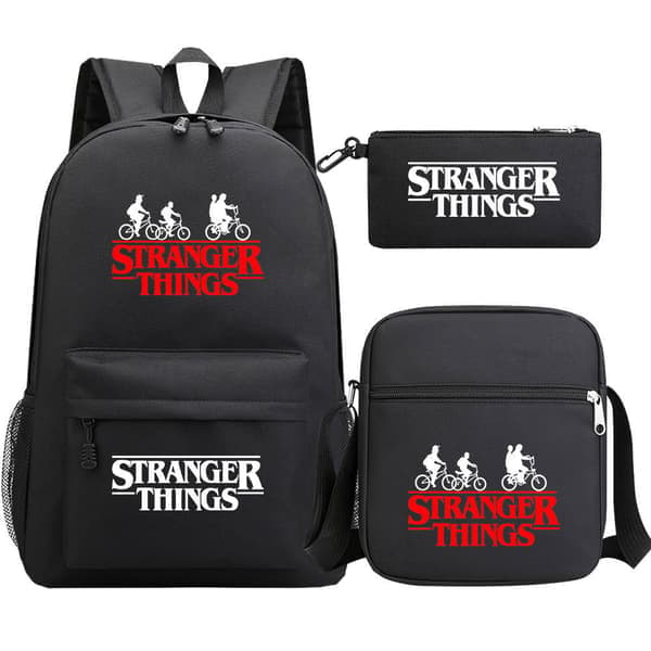 Stranger Things Ryggsäck 3-delat Set Student Skolväska Canvasväska 2 2