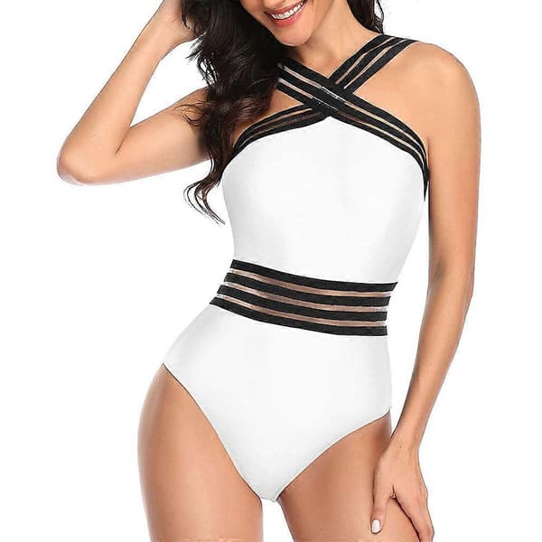 Dame Crisscross Badedrakt i Ett Stykke Magekontroll Front Crossover Badedrakter