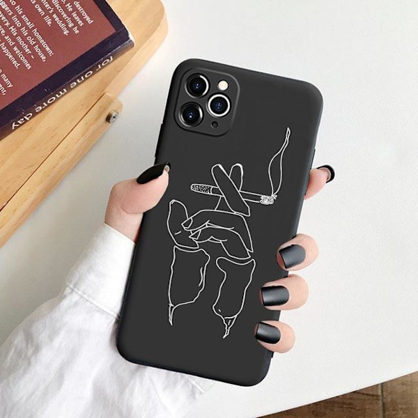 iPhone 13 Pro Max Mini illustrerade målade silikon skal svart vit Black one size Black 13 Pro-Head of planets