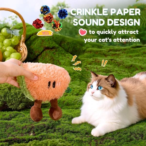 Cat Kick Pillow Toy with Crinkle and Squeak Sounds, Catnip-Filled Plush for Kicking, Cuddling, and Interactive Play, Soft Bite-Sized for All Cats
