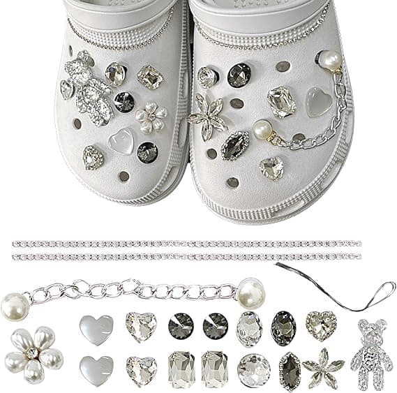 Strass skoblomsttilbehør, Crocs-nåler, Jibbitz, Crocs-smykker, DIY skodekorasjoner, for kvinner
