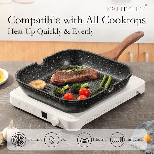Non-stick bakeform egnet for innendørs matlaging multifunksjonell firkantet stor grillstekepanne biffpanne