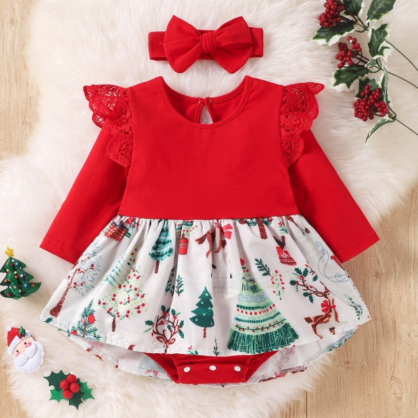 Christmas Baby Girl klänning Höst/vinter kostym Långärmad baby