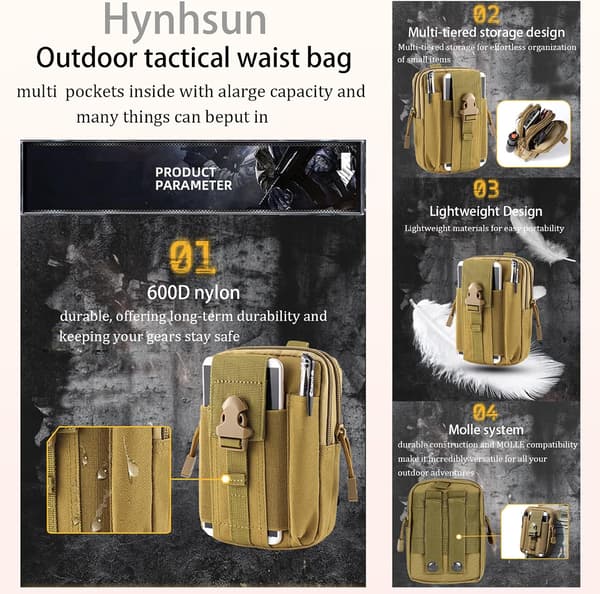 Taktisk MOLLE-påse (2-pack) — Multifunktionell EDC Midjeväska / Utomhusutrustning & Verktygsorganisatör