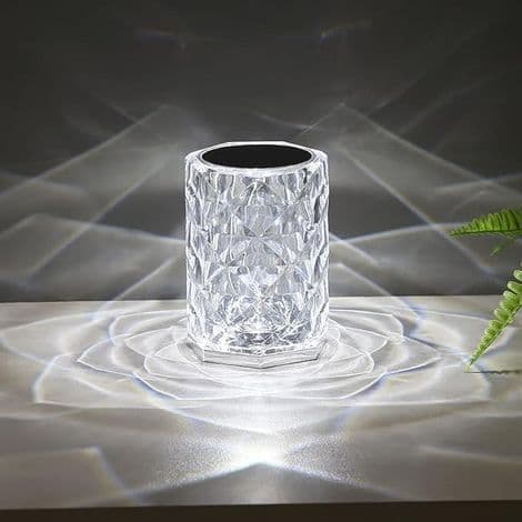 LED Crystal Lamp, Diamond Crystal Table Lamp with 3 Color Changing Touch Control, Bedside Lamp with USB Cable, 913cm