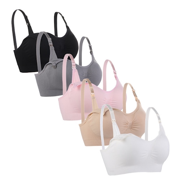 Amningsbehå 5-pack Trådlös Djup Amningsbehå Bralette Sovkläder Amning med Extra Förlängare