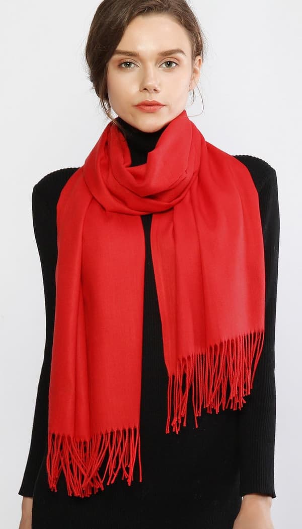 Dame Tørklæder Pashmina Sjaler og Slå-om til Bryllup Tørklæder til Kvinder Vinter Red