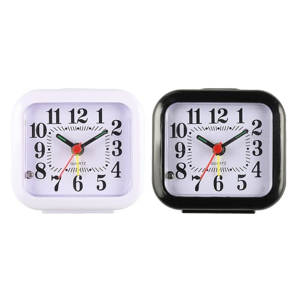 Practical alarm clock with silent operation and luminous hands black