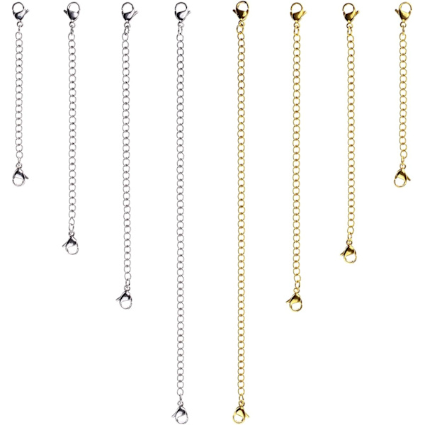 8 st rostfritt stål halsband förlängare armband förlängare förlängningskedjeset 4 olika längder: 6 tum 4 tum 3 tum 2 tum