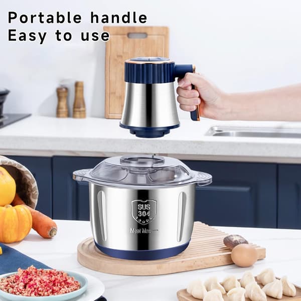 5L Elektrisk Kødhakker, Multifunktionel Foodprocessor, 500W Blender, 5 Hastighedsniveauer, 6 Rustfri Stålblade, Velegnet til Kød, Grøntsager, Løg