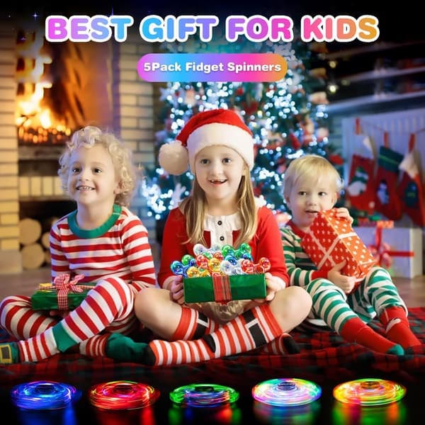 5-pack Twitter Fidget Spinners, Lysande Fidget Spinners för Barn - Självlysande Leksaker, Partygåvor, Presentförpackningsfyllare, Klassrumspriser