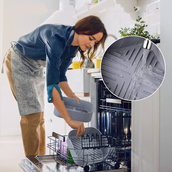 Återanvändbar Air Fryer Silikonform med två ugnshandskar, värmebeständig, enkel rengöring för mikrovågsugnstillbehör