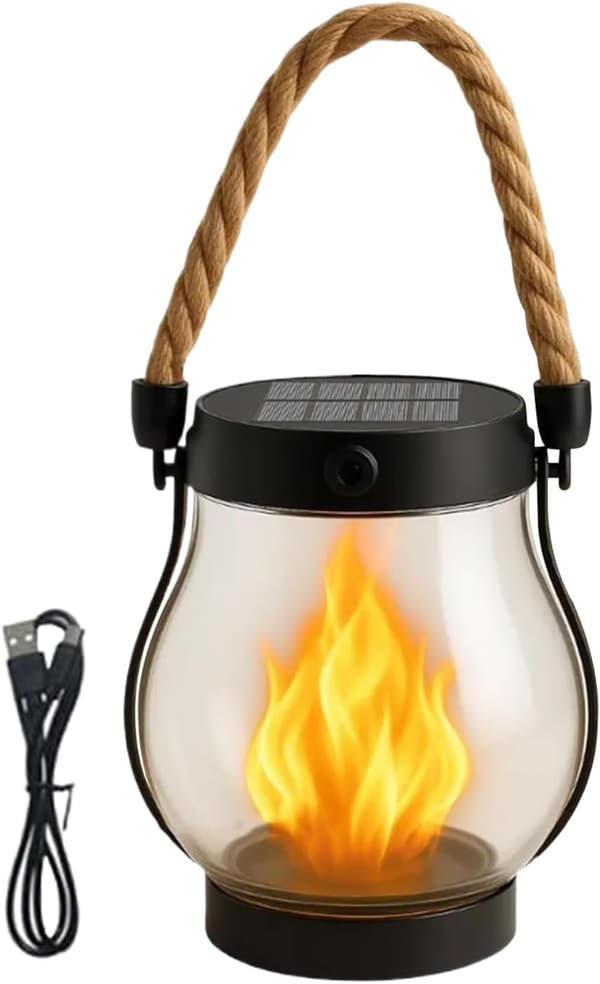 1-pack Solar Lantern Outdoor Lighting, Waterproof Dancing Flames Solar Lights for Garden Decoration