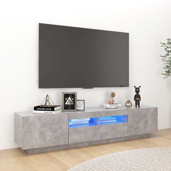 vidaXL TV-bänk med LED-belysning betonggrå 180x35x40 cm grå