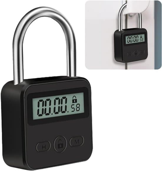 Time Lock - Digital Time Lock - Smart Time Lock with LCD Display - USB Security Padlock - Heavy-Duty Metal Electronic Timer Lock - Max. 99 Hours