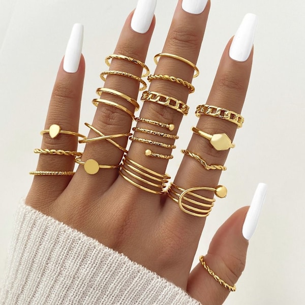 18st Ring Set Knuckle Ring GULD gold gold