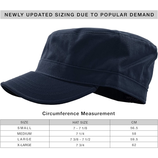 Unisex kadett armé keps tvättad bomull militär kår hatt platt topp keps