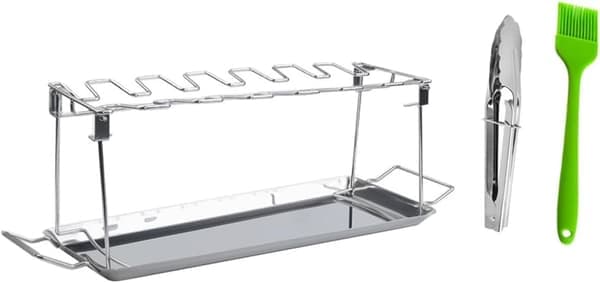 Bærbart kyllingegrillstativ i rustfrit stål, foldbart grillstativ til camping og picnic