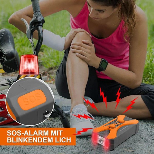 Solardriven nödradio med vev, 10000 mAh bärbar vevradio