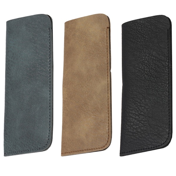 3-pack glasögonfodral i läder, mjuka glasögonfodral, bärbar tygpåse för glasögon