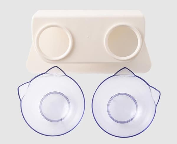 Raised Bowl - CUNEARY - Double - 15° Tilt - Plastic - Non-slip