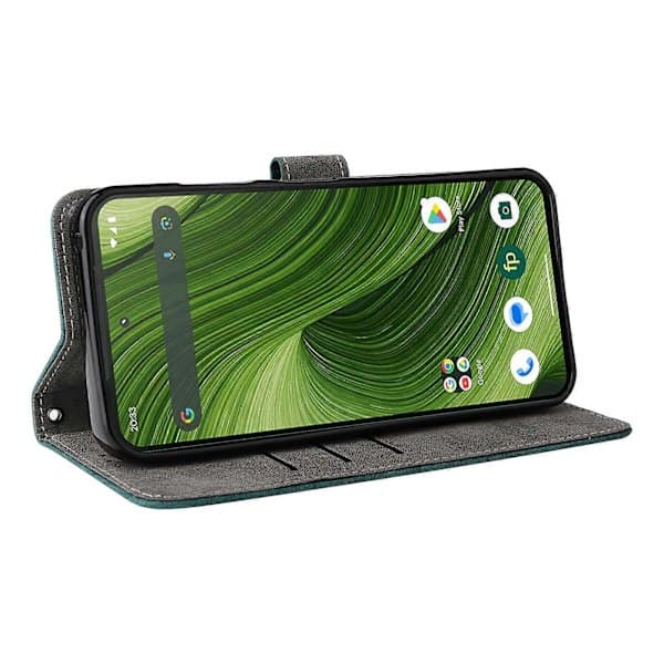 TKdaddy Fairphone 6 PU-läder plånboksfodral med RFID-blockerande stativ och handledsrem grön