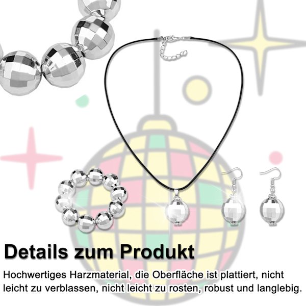 Disco-stil smyckes trio, örhängen, halsband, armband, fashion runda örhängen halsband, minimalistisk disco-hänge, lämplig för fester och dagligen