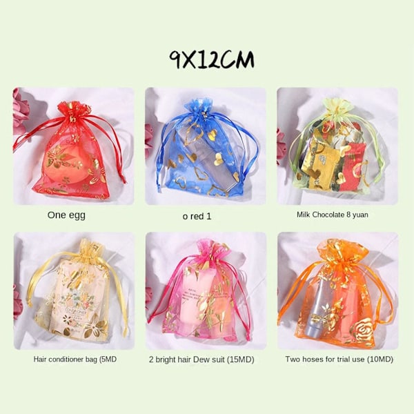 20 st/lot Organza smycken påsar Presentförpackning påsar LJUSBLÅ Light Blue 9x12cm Light Blue 9x12cm