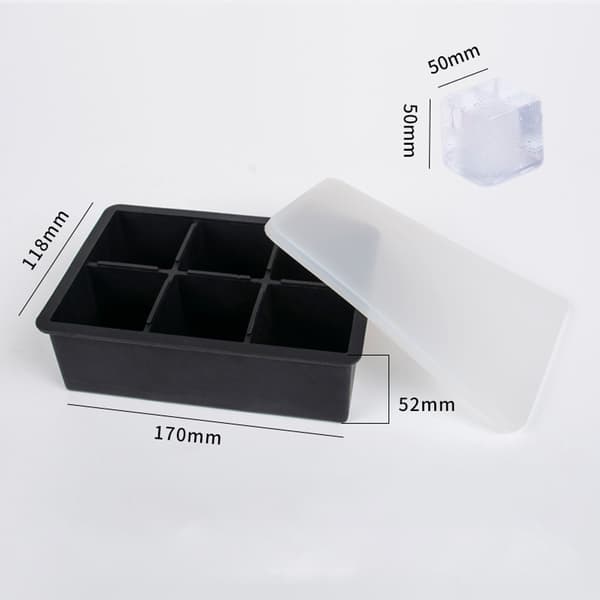Large Ice Cube Tray with Lid, 2-Pack Stackable 2-inch Large Square Silicone Ice Cube Mold for Whiskey, Cocktails, Bourbon, Soups, Frozen Treats