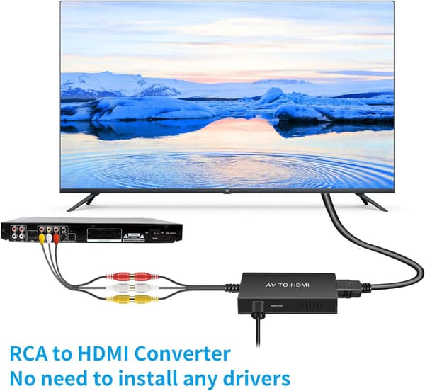 AV til HDMI HD-videoadapter, RCA til HDMI-konverter, komposit understøtter 1080p female AV connector