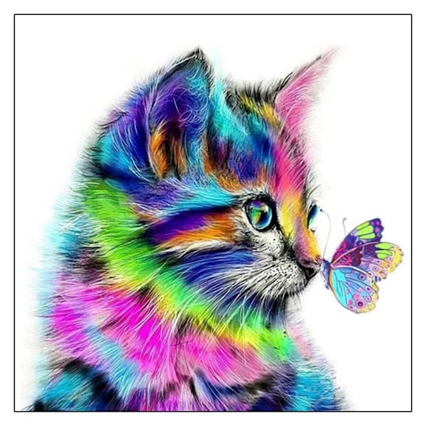 Diamond Painting 30x30 cm Katt Djur Diamantmålning DIY multifärg