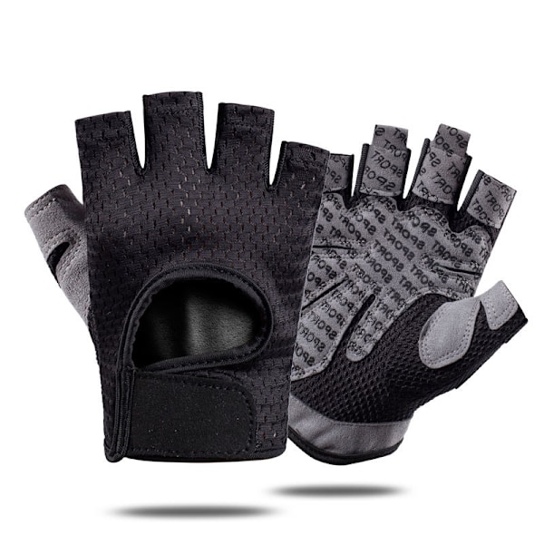 Halvfinger Fitness Handskar Herr Dam Träningshandskar Svart Black XL Black XL