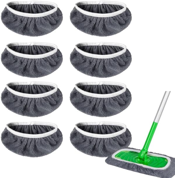 8-pak genanvendelige mikrofiber moppeklude, vaskbare vådmoppeklude, grå