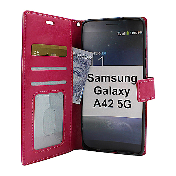 Crazy Horse Wallet Samsung Galaxy A42 5G (Svart) Lila Lila