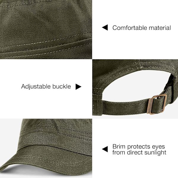 Herr Bomull Flat Top Army Cap Unisex Militär Cap Vintage Peaked Cap Baseball Cap Sommar Enkla Färger Justerbar