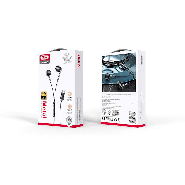 USB-C In-Ear Hörlurar med Mikrofon iPhone 15,16 /Samsung /Android Svart