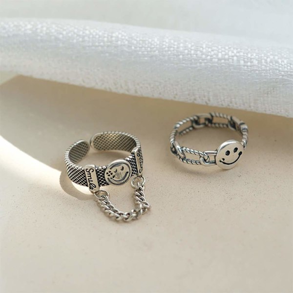 Silver Knuckle Rings Set 2 st Vridrep Finger Ring Halvöppen Ring för Kvinnor eller Män