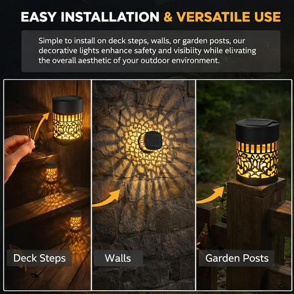 Solar Fence Lights, Waterproof Fence Lights, Suitable for Garden Pillars, Patios, Backyards, and Deck Decorations (2-Pack).