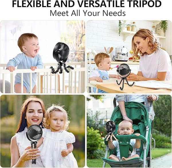Flerfaldigt justerbar skrivbordsfläkt med flexibelt stativ