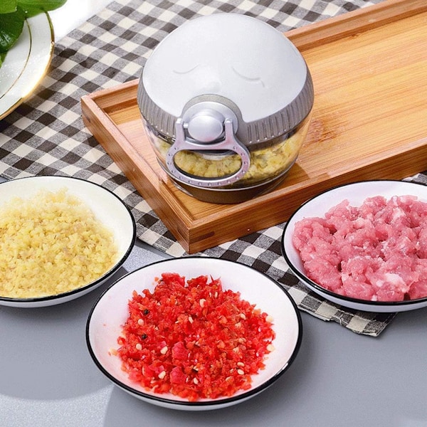 Mini manuell vitlökshackare, extremt hållbar hackare/skärare, mixer för att hacka frukt, grönsaker, örter, lök till salsa, sallad, pesto, kål,