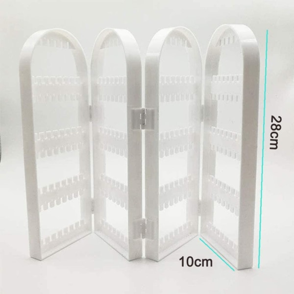Hål Akryl Örhängen Hållare för Kvinnor, 4 Dörrar Fällbar Skärm Halsband Display Rack, Hängande Smycken Organizer Stativ Display