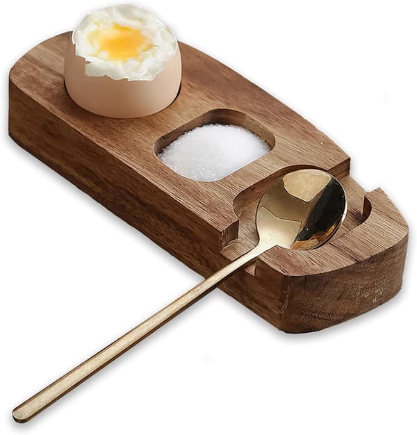 Wooden Egg Holder - Rustic Countertop Egg Organizer Smooth Storage Rack for Home and Kitchen Use
