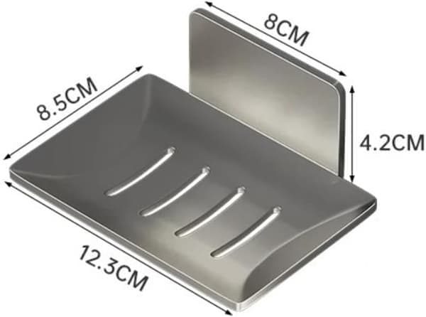 Non-perforated soap dish for bathroom, detergent drain tray, bathroom storage shelf, wall-mounted black, 2-pack