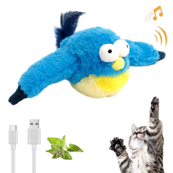 Katt leksaker, fladdrande vingar sparv kattmynta leksaker, levande kvittrande, simulering fågel interaktiv katt leksak för kattunge kattunge träning