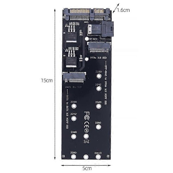 SATA NVME M2 Adapter SSD M2 Adapter NVME PCIE SSD till SFF-8643 Adapter M.2 NGFF SATA SSD till SATA Add On Cards Riser för 22110 M.2