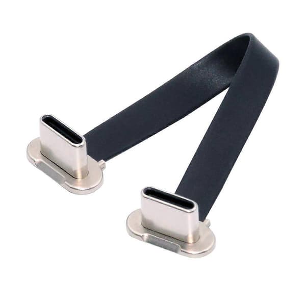 UC-170-0.07M 75mm Vinklet USB-C til USB-C Ultra Slim Flat USB2.0 Datakabel 65W Hurtigladekabel