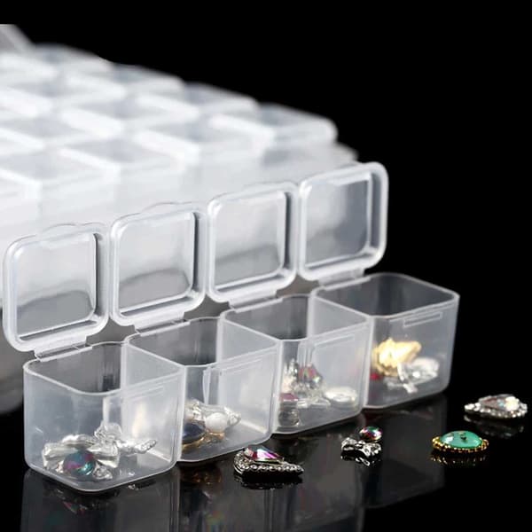 28 rum opbevaringsboks diamantmaling små opbevaring perler transparent