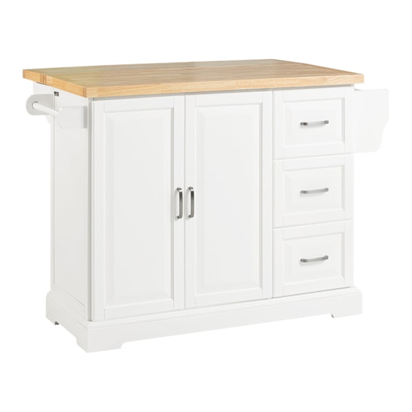 SoBuy, Köksö på hjul, Förvaringsskåp Arbetsbord Kök FKW41-WN White tabletop in wood