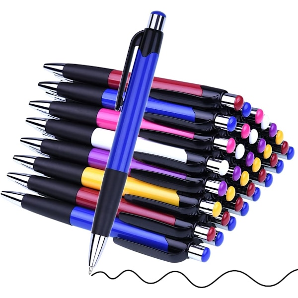 Bulk Pens Tip-top Retractable Ballpoint Pens Svart bläck Medium Point Smidig skrivning, Klicka på kulspetspennor för journalföring Ingen blödning genom, Kontor Skola