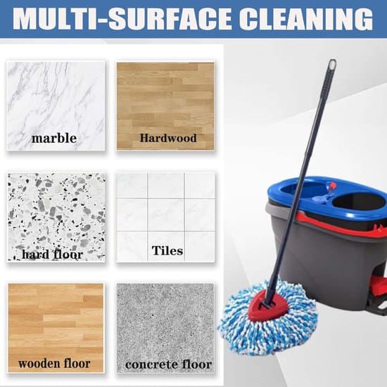 4x mopphoder – egnet for Vileda O-Cedar RinseClean 2-tankssystem – mikrofiber mopprefill – maskinvaskbar – blå/hvit